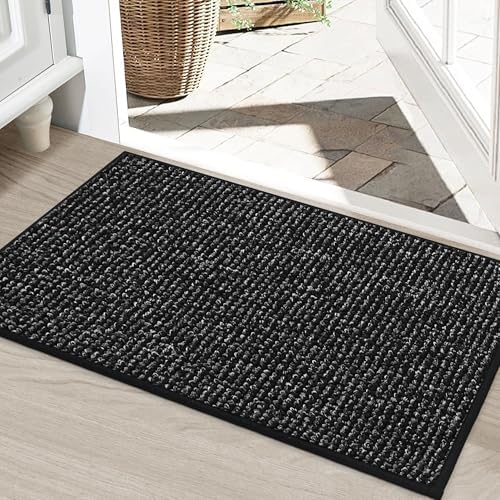 BEQHAUSE Dirt Trapper Door Mat 24" x 36", Non-Slip Washable Doormats, Black by BEQHAUSE