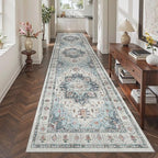Madane Hallway Runner Rug 3x10 Washable Kitchen Runners 10ft, Blue - Image 3