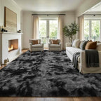 Noahas 8x10 Extra Large Tie-Dyed Dark Grey Fluffy Area Rug Non-Slip for - Image 3