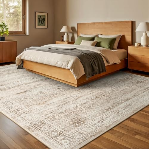 8x10 Area Rug for Living Room, Non-Slip Washable Beige Large Carpet - Image 2
