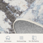 8x10 Area Rug for Living Room, Abstract Washable Large Rugs, Grey/ Blue - Image 7