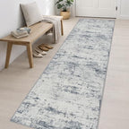 3x14 Washable Runner Rug：Modern Abstract Soft Carpet Blue Grey - Image 3