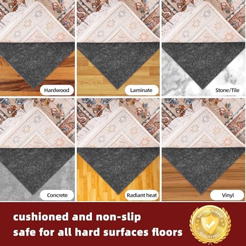 BAGAIL Felt and Natural Rubber Backing Rug Pads 1/4” Thick, 2 x 4 Ft Non Slip Carpet Gripper Keep Rugs in Place, Under Area Rug Protective Cushioned Pads, Carpet Runners, Hardwood Floors Protection - Image 6