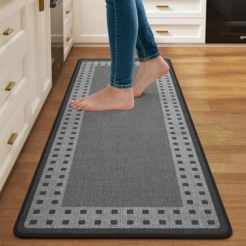Kitchen Mats for Floor, Non Slip Kitchen Rugs, 17x47 Grey by QiCaiJia