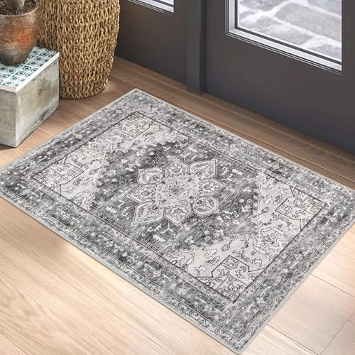 Yamaziot Washable Area Rug, 2x3 Small Boho Vintage Entryway Non-Slip Rug by Yamaziot