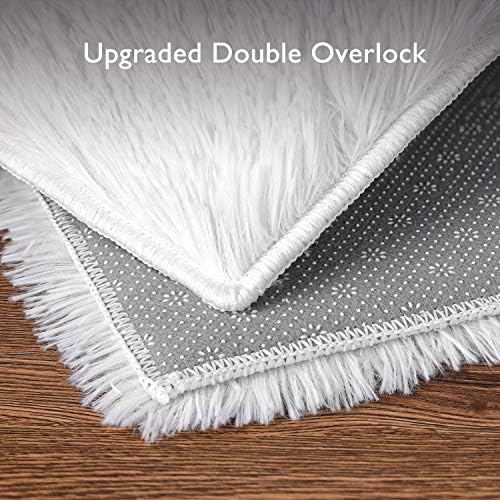 Ophanie Machine Washable 3 x 5 Feet White Rugs for Bedroom Fluffy, Shaggy Bedside Floor Dorm Area Rug, Soft Fuzzy Non-Slip Indoor Room Carpet for Kids Boys Girls Teen Home Decor Aesthetic, Nursery - Image 7