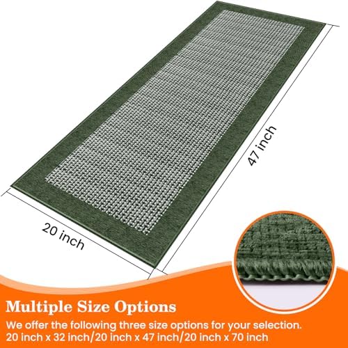 StepRite Kitchen Rugs, Kitchen Mat for Floor, 47"x20" Non-Slip Machine-Washable Commercial Floor Mat, Absorbent Heavy-Duty Rug for Office & Home, Sink Standing Mat, Entryway Carpet, Door Mat, Green - Image 3