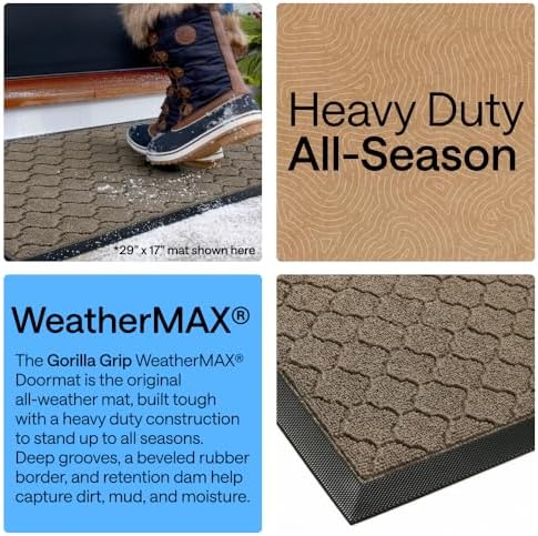 GORILLA GRIP WeatherMAX Door Mat, Indoor Outdoor, 60x24, Beige Quatrefoil - Image 3