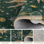 Vacuum-Friendly, 5x7 Washable Area Rug, Green Gold Yellow - Image 4