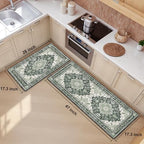 Boho Kitchen Mats for Floor 2PC Anti Fatigue Kitchen Rugs, Green - Image 2