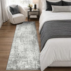 RELEANY Washable Runner 2'x6' Abstract Area Rug for Hallway Gray White - Image 2