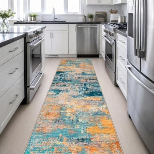 3x14 Washable Runner Rug：Modern Abstract Soft Carpet Rosy Haze - Image 5