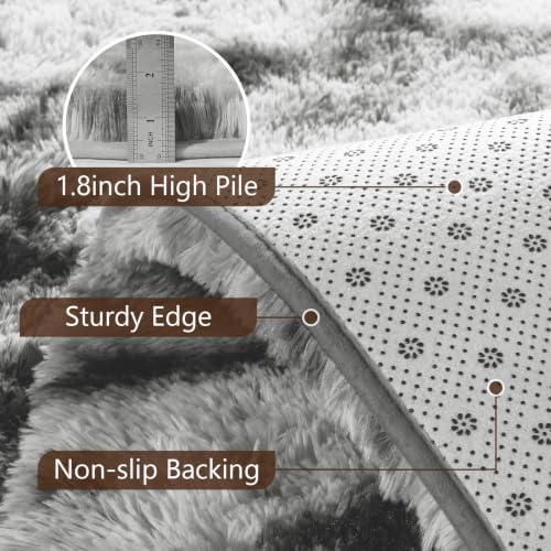 Noahas 5x7 Tie-Dyed Grey and White Fluffy Area Rug Non-Slip for Living Room - Image 6