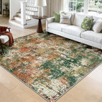 RELEANY Washable Square 8'x8' Area Rug for Living Room Green Multi by RELEANY