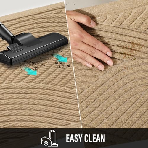 HIYARD Sturdy Front Door Mat, Absorbent Muddy Dirt Resist Welcome Door Mats Outdoor Indoor, Stain and Fade Resistant, Non-Slip Backing Entry Mat Low Profile Doormat for Entryway, 47×32, Beige - Image 7