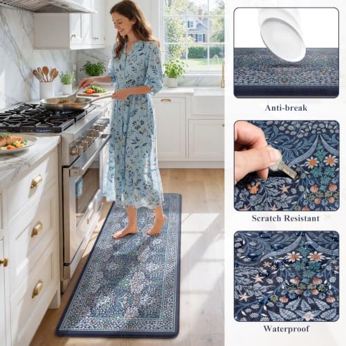 Collive Kitchen Mats Cushioned Anti Fatigue, Dark Blue Kitchen Rug Sets - Image 6