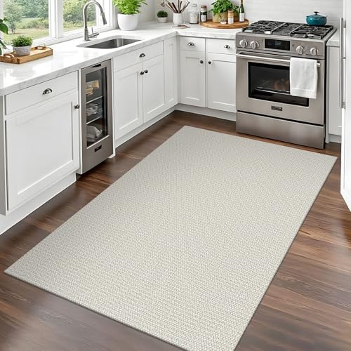 EARTHALL Washable Entryway Rug, Non Slip Area Rug, 3x5 Ft, Cream/Grayish - Image 6