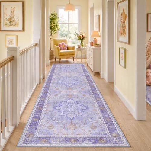 RELEANY Washable Area Rug, Runner 3'x10', Purple - Image 2