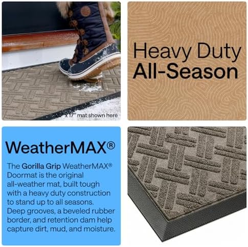 GORILLA GRIP WeatherMAX Door Mat, Indoor Outdoor, 35x23, Beige Basket Weave - Image 4