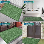 Bulijojo Sturdy Front Entrance Doormats,Durable Heavy Duty Welcome Mat,Thick Absorbent Natural Rubber Non Slip Mat,Easy Clean Entryway Mat Leaves Green, 47" x 32" - Image 6