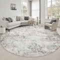 Round Area Rug Living Room: 8 ft Modern Washable Carpet Brown by FXRHLP