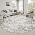 Round Area Rug Living Room: 8 ft Modern Washable Carpet Brown by FXRHLP