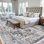 10x14 Washable Vintage Area Rug: Indoor Extra Large Rugs for Living Room Soft Stain Resistant Carpet with Non-Slip Backing Thin Accent Low Pile Print Floor Mat for Bedroom Dining Room(10x14 Brick) - Image 2