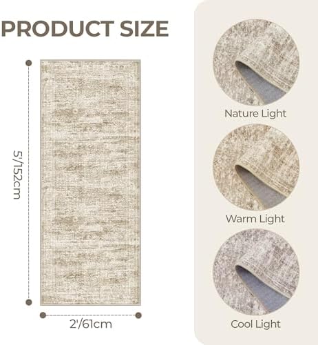 2x5 Rug Runners for Hallways Non Slip,Kitchen Rugs,Brown - Image 2