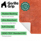 GORILLA GRIP Bath Rug Mat for Bathroom, Absorbent Chenille, 60x24 Coral - Image 2