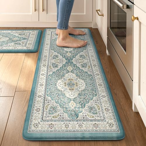 Collive Kitchen Rugs Sets of 2 Non Slip Washable, 17.3"x29"+17.3"x47" by Collive