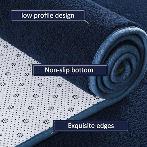 AROGAN Shag Runner Rug for Hallways, 2x6 Feet Washable Rugs, Navy Blue - Image 3