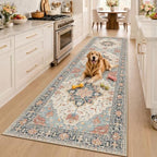 RELEANY Washable Area Rug, Runner 3'x10', Beige/Blue/Orange - Image 2