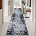 3x14 Washable Runner Rug：Modern Abstract Soft Carpet Dark Black by FXRHLP