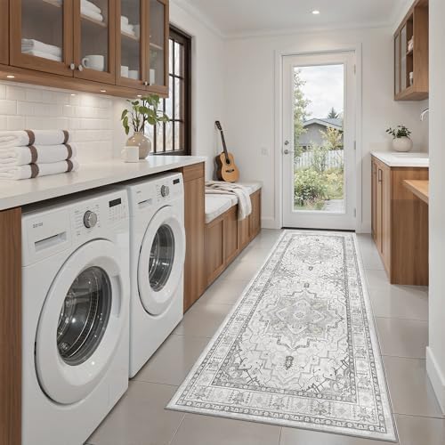 Madane Washable Runner Rug 2x6 Runners for Hallways Non Slip, Grey by Madane