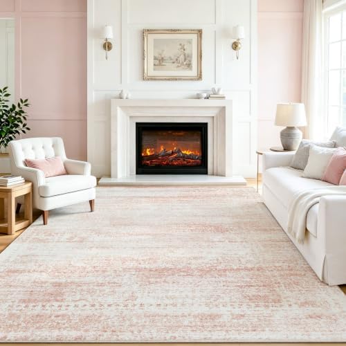 Pink Washable Rugs 8x10 Area Rugs for Living Room,Bedroom,Nursery,Carpet by Srugn