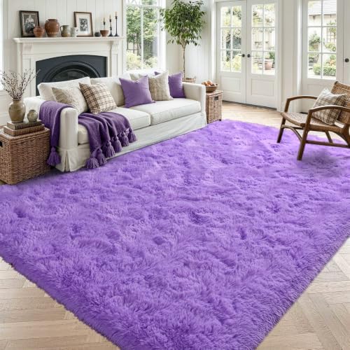 4'x5'3'' Purple Fluffy Soft Area Rug Non-Slip for Bedroom Living Room by ModernHomeDecor