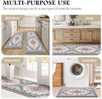 Boho Kitchen Mats for Floor 2PC Anti Fatigue Kitchen Rugs, Retro Blue - Image 6