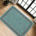 2x3 Washable Teal Rug for Entryway Indoor, Kitchen Floor Waterproof, Bathroom, Powder Room, Non Slip Low Pile Stain & Fade Resistant, Modern Turquoise Aqua Décor by HazoHaus