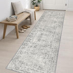 3x14 Washable Runner Rug：Modern Abstract Soft Carpet Black Grey - Image 3