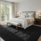 5x8 Fluffy Shag Area Rugs for Living Room Bedroom: Soft Plush Carpet Black - Image 3
