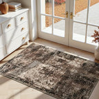 Entrance Rugs Indoor 2x4 Brown Entry Rug Washable Abstract Black Small Area Rug Non-Slip Low Pile Throw Rugs for Entryway, Kitchen Floor, Front Door Indoor Door Mat, Bathroom, Bedroom Bedside by OmpaaHomeDecor