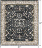 Hazo Haus Boho Dining Room Rugs for Under Table - 7x9 Washable Black Area Rug for Living Room, Low Pile Non-Slip Rugs for Bedroom Under Bed - Charming Farmhouse Decor & Stain Resistance - Black/Multi - Image 2
