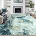 8x10 Area Rugs for Living Room Washable Bedroom Dining Room Teal Grey Gold by Aelenmu