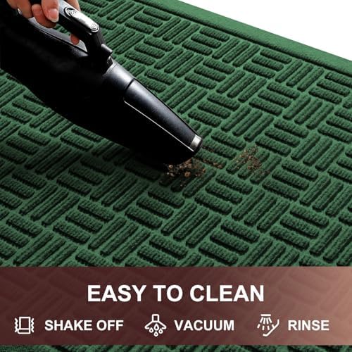 Mibao Front Door Mat Outside Entrance, 47" x 32", Heavy Duty Welcome Mat, Stain and Fade Resistant, Dirt Trapper Doormat, Super Absorbent Indoor Outdoor Entryway Mat with Non-Slip Backing, Green - Image 3