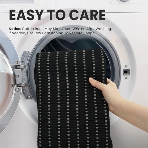 EARTHALL Washable Entryway Rug, Non Slip Area Rug, 3x5 Ft, Black/Grey - Image 3