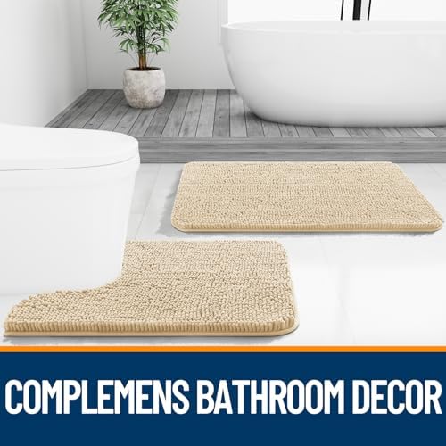 OLANLY Toilet Rugs U-Shaped 24x20, Soft Absorbent Chenille Contour Rugs - Image 7