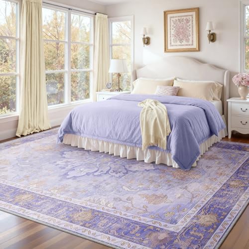 RELEANY Washable Area Rug, 8'x10', Purple - Image 2