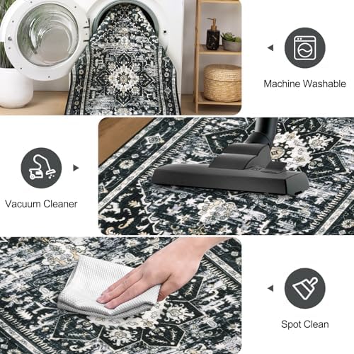 Yamaziot Washable Runner Rug, 2x8 Non-Slip Boho Vintage Hallway Kitchen Rug - Image 5