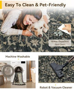 RELEANY Washable Area Rug, Runner 2'6"x14', Black/Vintage/Beige - Image 4