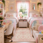 RELEANY Washable Area Rug, 4'x6', Pink/Light Vintage Pink by RELEANY